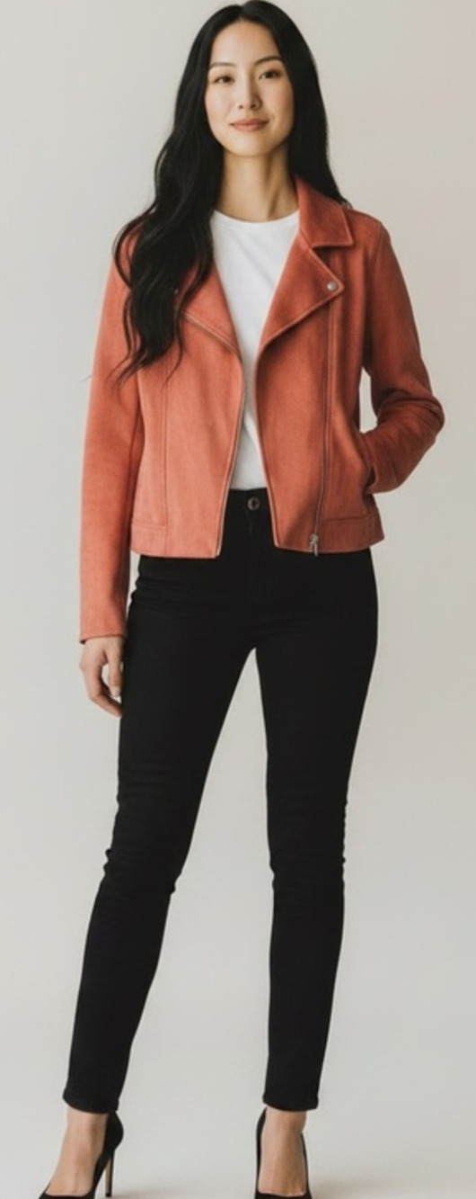 Old Navy Dusty Rose Faux Suede Moto Jacket